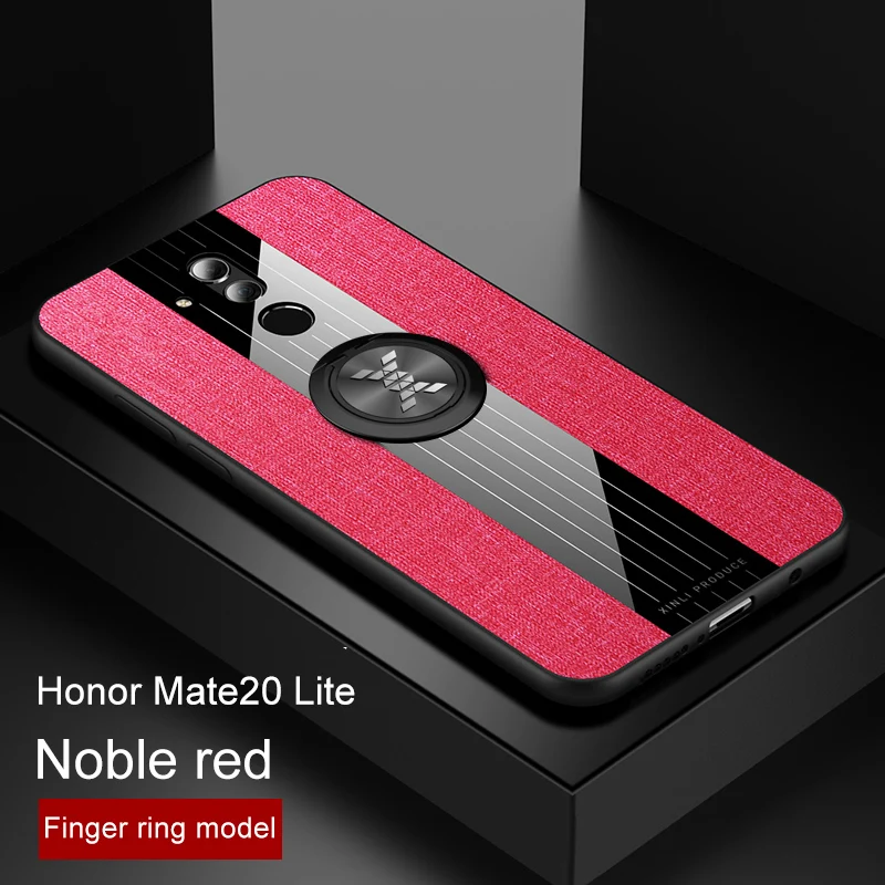 Red With Ring Для huawei mate 20 Lite чехол матовая ткань глянцевый чехол для huawei mate 20 Pro mate 10 Lite противоударный чехол для телефона с кольцом держатель - Цвет: Red With Ring
