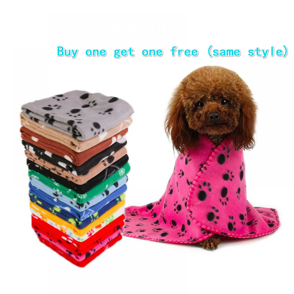 

70*60Cm Pet Supply Dog Blanket Dog Paw Print Blanket Hot-Selling Pet Pad Cat Mat Double-Sided Fleece Blanket Daily Necessitity