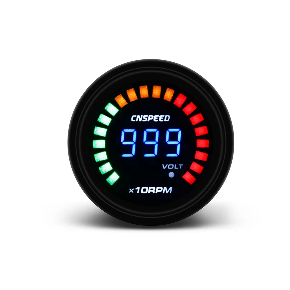 Tachometer YOMI " 52 мм Цифровой 20 светодиодный Boost bar psi вакуумная температура воды Температура масла пресс вольтметр соотношение воздуха/топлива EGT Температура об/мин датчик - Цвет: Tachometer