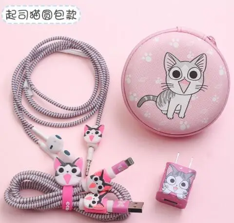 1 комплект мультяшный USB защитный кабель Winder наклейки для зарядного устройства кабельный провод Органайзер тпу спиральный шнур протектор для iphone 5 6 7 - Цвет: 16