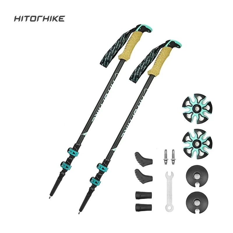 

195g/pc Carbon Fiber External Quick Lock Trekking Pole Hiking Telescope Stick Nordic Walking Stick Shooting Crutch Senderismo