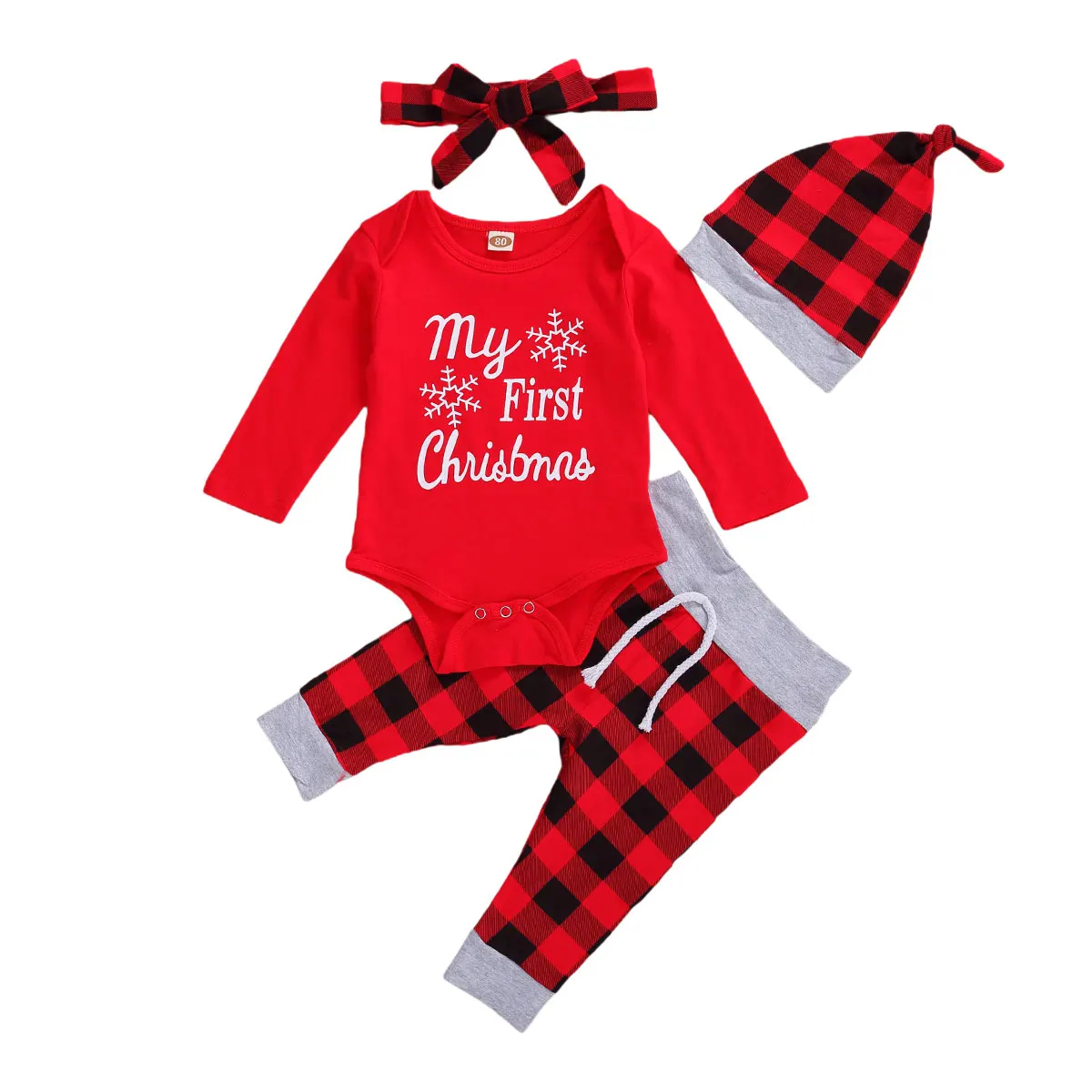 

Рождественские наряды для маленьких мальчиков и девочек, комбинезон с длинным рукавом, комбинезон в клетку, головные уборы, комплект одежды...