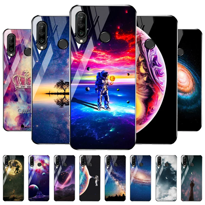 

Tempered Glass Case For Huawei P30 Lite Cases Starry Sky Painting Phone Cover Huawei P30 Pro P30Lite P30Pro P 30 P3 0 Case Capa