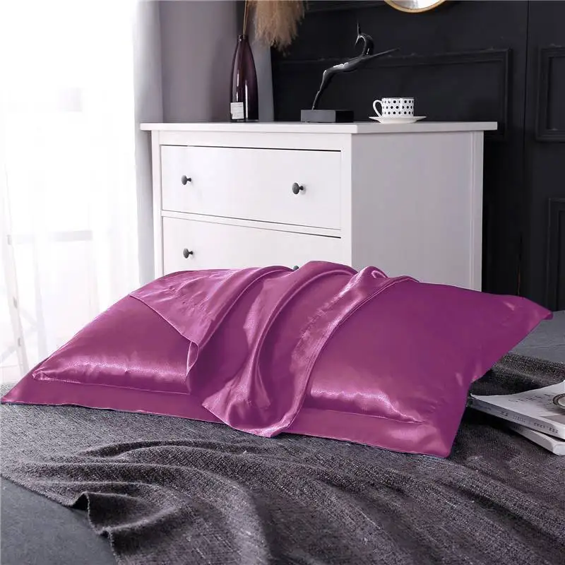 purple Роскошный натуральный шелк тутового шелкопряда серебристо-серый наволочка многоцветная шелковистая наволочка для женщин и мужчин - Цвет: purple