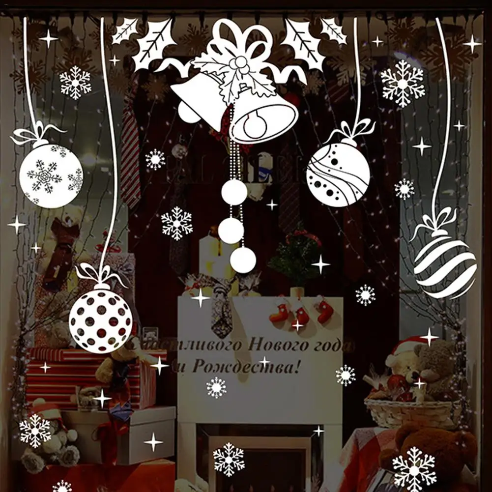 Рождественская декоративная наклейка на окно стекло ПВХ стену съемная