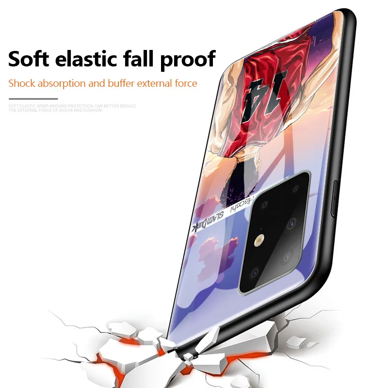 Slam Dunk Anime Glass Case For Samsung Galaxy S20 FE S10 S9 S8 Plus Note 20 Ultra 10 Lite 9 8 Mobile Phone Bag Cover Capas