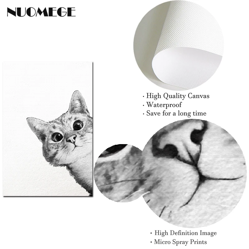 NUOMEGE Kawaii мультфильм животные кошка Искусство Холст Плакаты принты минималистическая картина детская картина украшения для спальни
