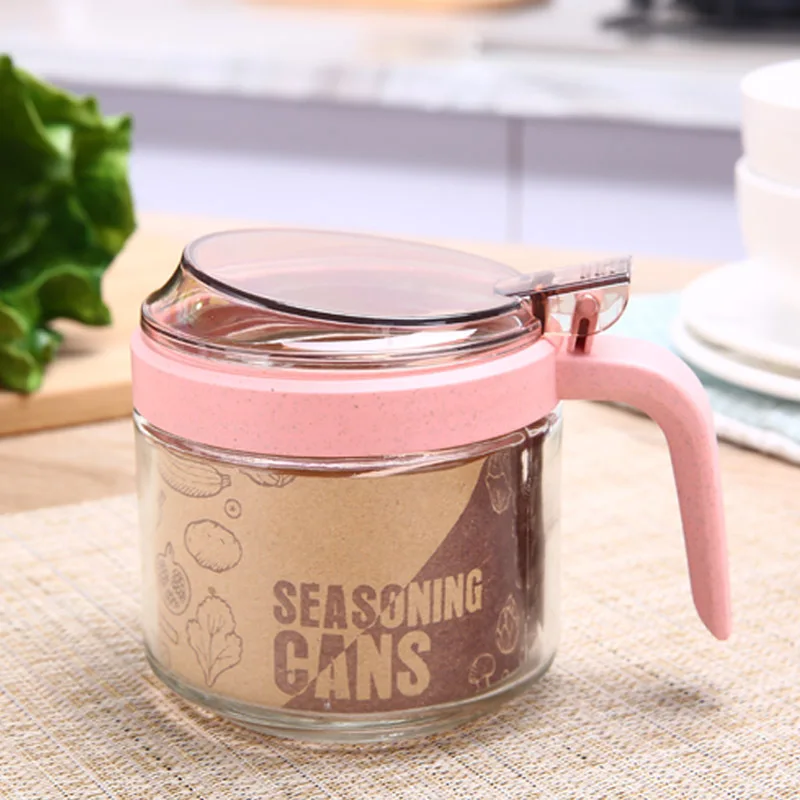 Креативный стеклянный контейнер для приправ из пшеничной соломы кухонная посуда