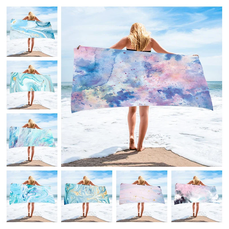 

Marble Beach Towel Printed Beach Towel Quick-drying Quicksand Microfiber Bath Swimming Towels 150*75cm