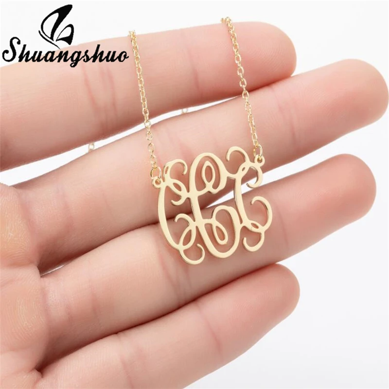 Shuangshuo готическое ожерелье с крупными буквами монограммой на английском языке из