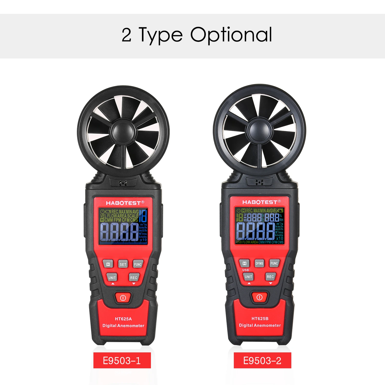 

HABOTEST HT625A Digital Anemometer Wind Speed Meter Gauge Air Flow Meter for Measuring Wind Speed Air Volume MAX/MIN/AVG