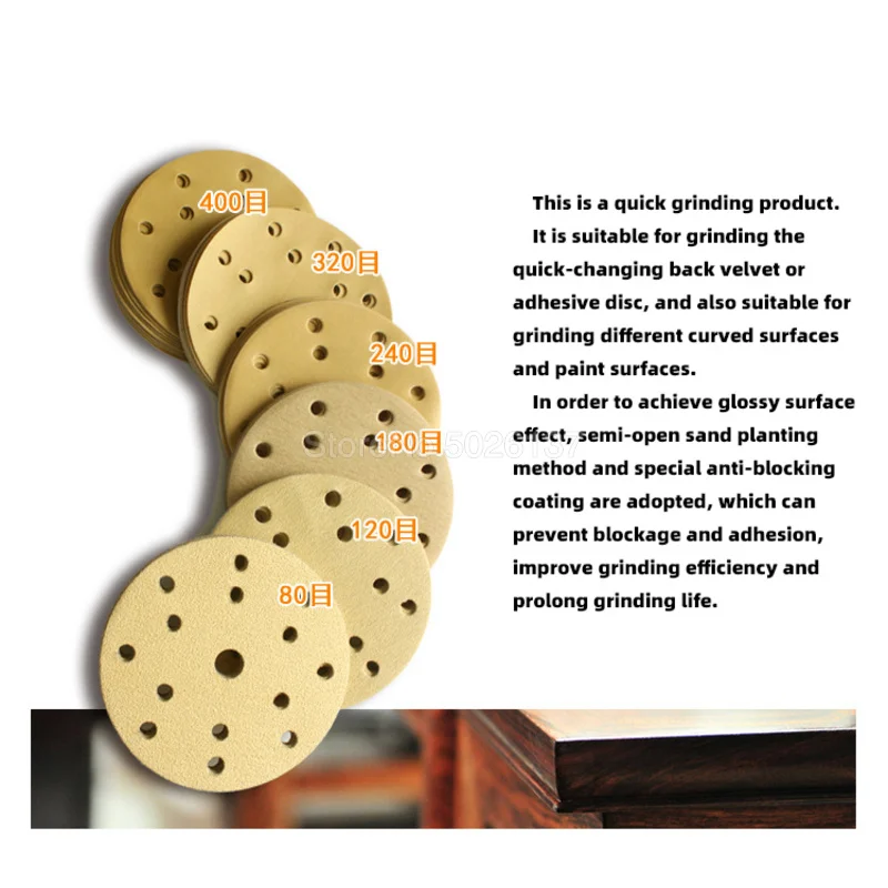 

6 Inch 150MM 15 Holes Hook And Loop Aluminum Oxide Wet&dry Sandpaper Sanding Disc For Car Wood Auto Paint Flocking Yellow