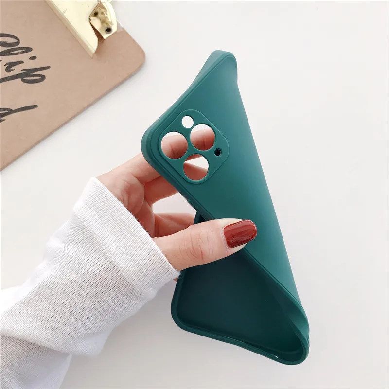 

Solid Color For iPhone 11 12 7 8 Pro Max Mini SE 2020 Case X XR XS Silicone Soft TPU Cover For iPhone Lens Protective Phone Case