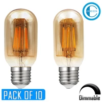 pack of 10 dimmable amber tubular glass bulbs 4w 8watts led antique e27 e26 retro lamp 110v 220v filament bulbs decorative lamp