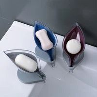 1pcs multi purpose plastic leaf shaped soap dish creative soap box with suction base durable soap holder for bathroom