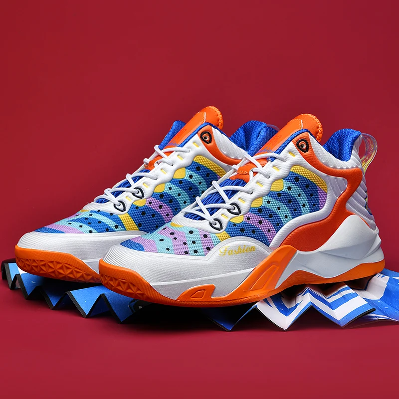 

Rainbow Men Basketball Sports Sneakers Outdoor Men's Platform Sneakers Wear-resistant Basketball Shoes for Women tenis masculino