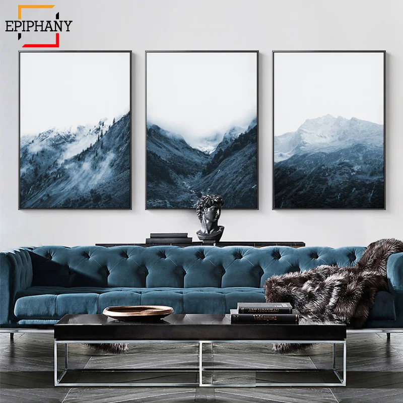 Картины с изображением горы Индиго современные минималистичные плакаты принтом