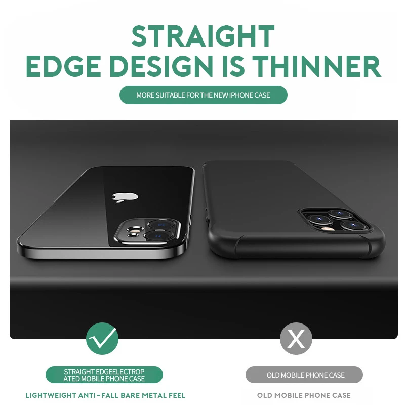 

Luxury Plating Square Transparent Case For Iphone 11 12 Pro Max Cases Silicon Covers On Iphone 7 8 SE 2020 12 mini X Xs 7Plus