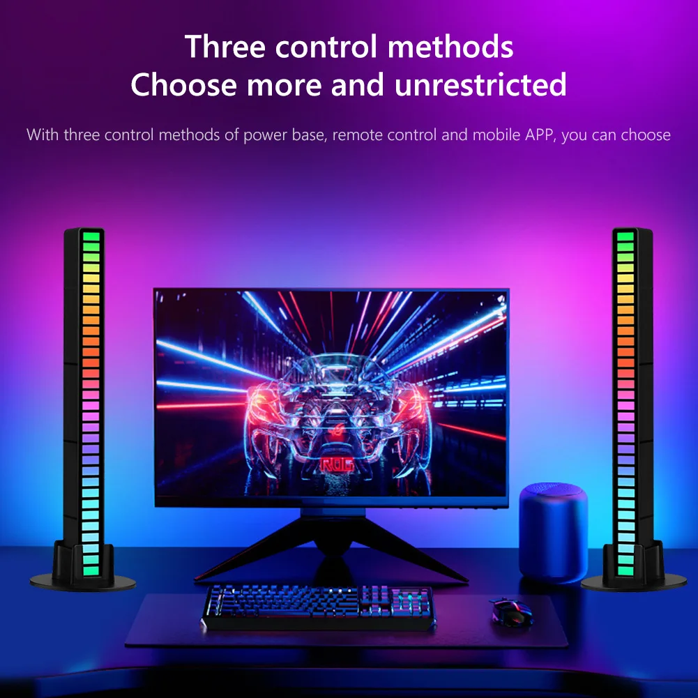 

RGB LED Strip Light Music Sound Control Pickup Rhythm Ambient Atmosphere Lamp Backlight Night Light Bar Car Home Game Decoration