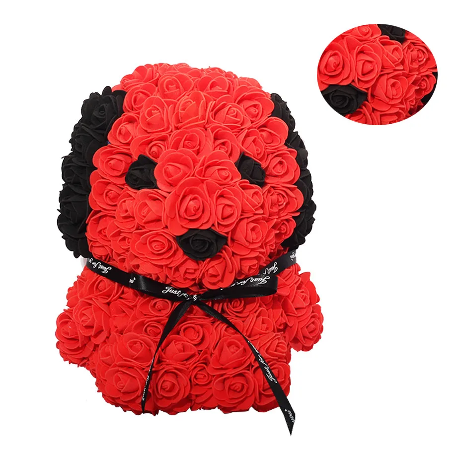 

Free Shipping 25cm Rose Huba dog Teddy Bear Rose Flower Artificial Decoration Christmas Gifts For Women Valentines Gift