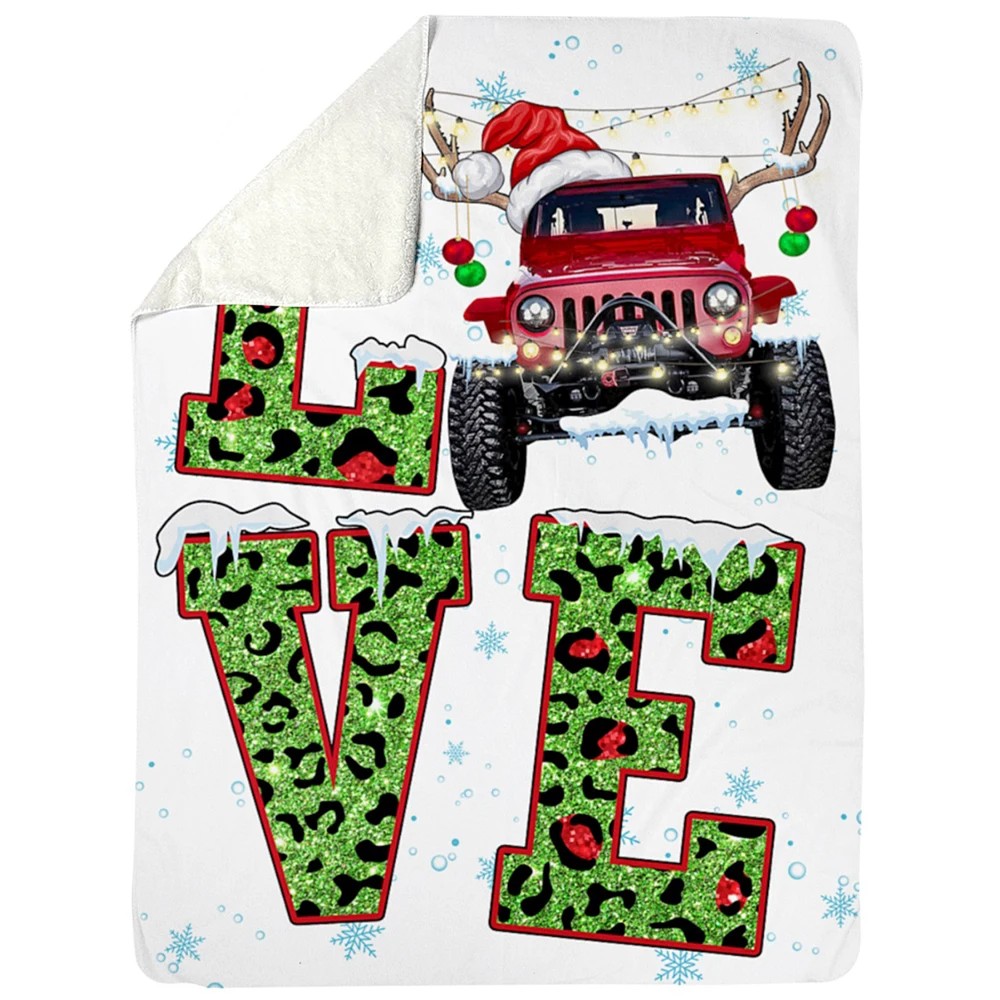 

CLOOCL Christmas Flannel Blankets 3D Graphics Red Pickup Love Throw Blanket Splicing Funny Party Plush Quilts Gifts Dropshipping