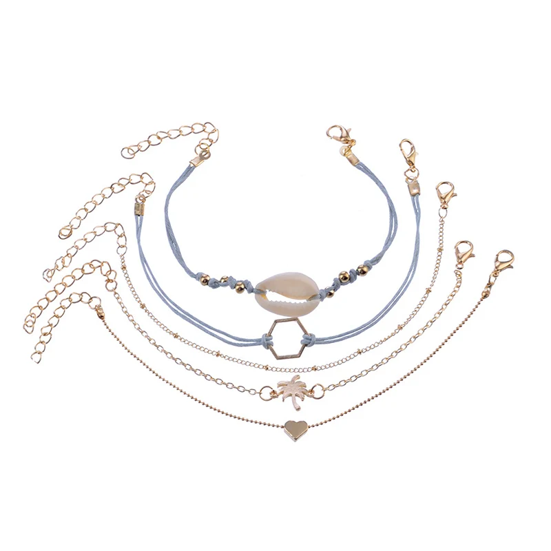 Модные наборы браслетов из натуральной ракушки кокосового дерева сердца