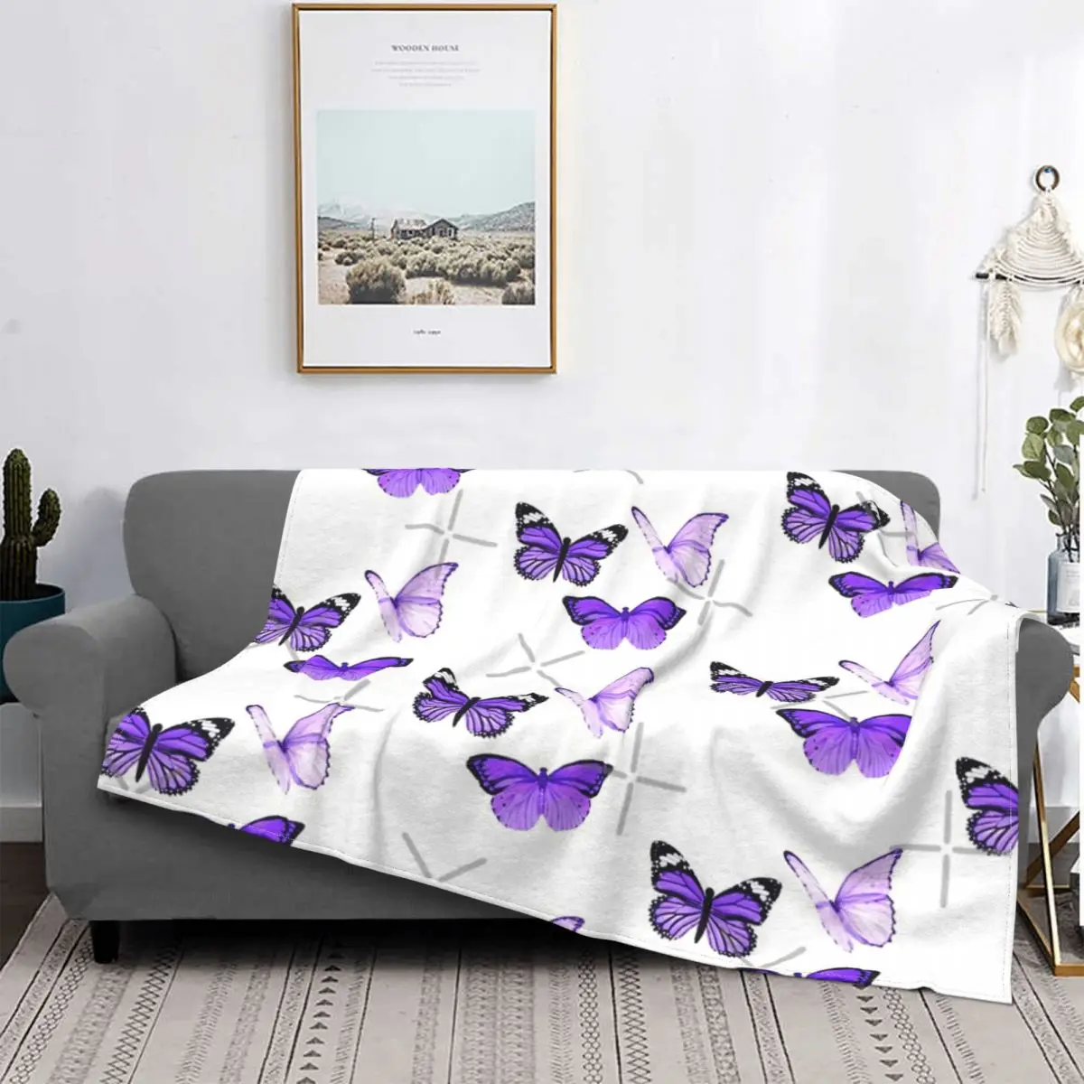 

Purple Butterflies Blanket Bedspread Bed Plaid Muslin Bed Covers Double Blanket Winter Bed Covers