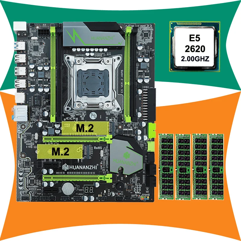 Günstig HUANANZHI X79 Super Motherboard Mit Dual M.2 SSD Slot Kaufen Gute Computer Xeon CPU E5 2620 2,0 GHz Große Marke RAM 16G(4*4G) REG ECC