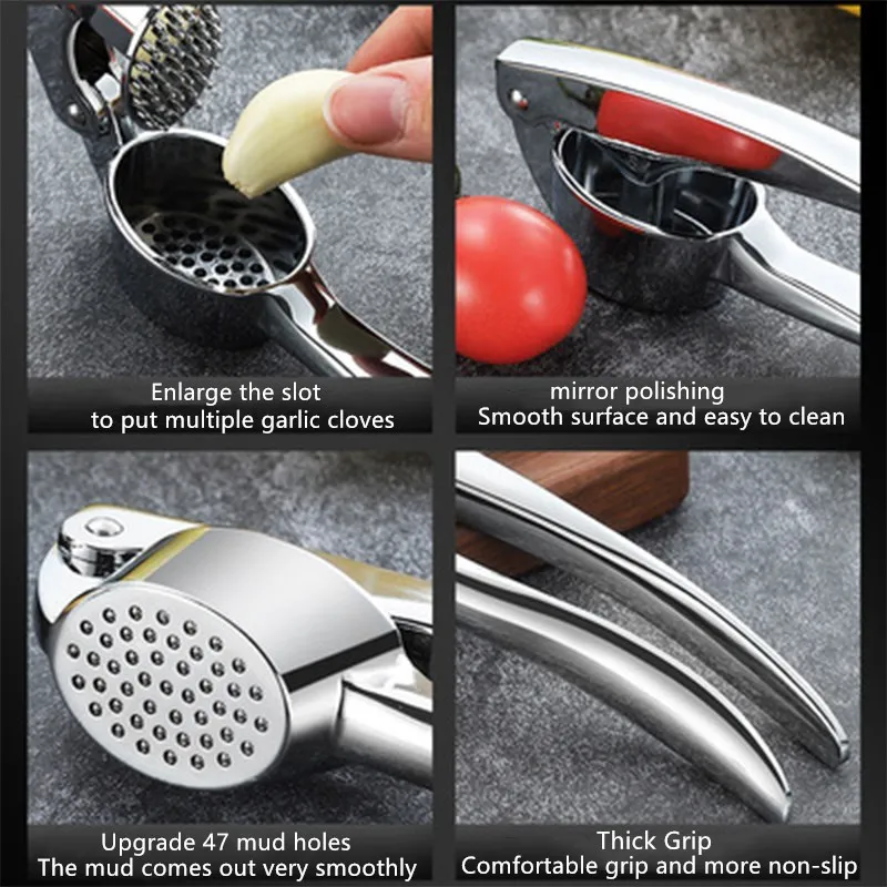 

Zinc Alloy Garlic Press Manually Mashed Garlic Machine Garlic Crusher Handheld Cooking Ginger Crusher Kitchen Tools