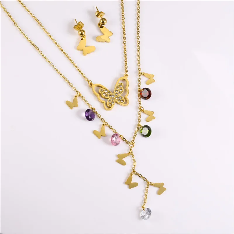 Комплект из колье и серёг с бабочкой нержавеющей стали | Украшения аксессуары