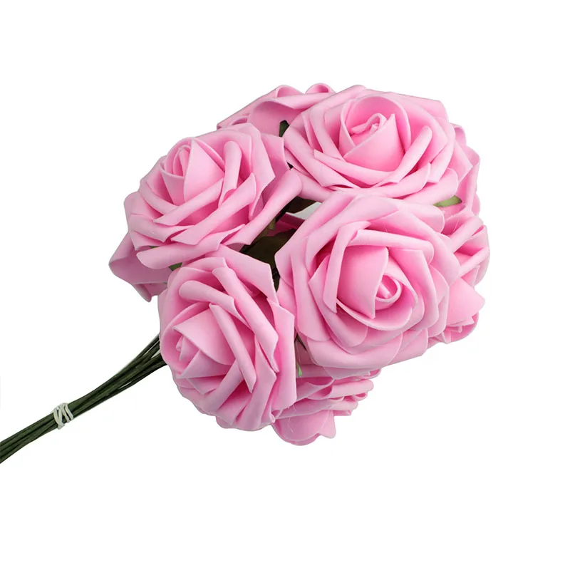 Fuchsia 10 голов, искусственные розы, букет невесты на свадьбу, домашний декор, искусственные цветы - Цвет: Fuchsia
