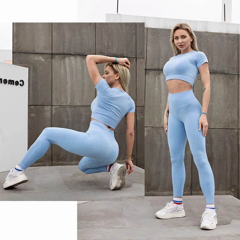 

Yoga Women's Tracksuit Woman Clothesset Woman 2 Pieces SportswearSuit For Fitness Leggings For Fitness Sports Top Gym Clothing