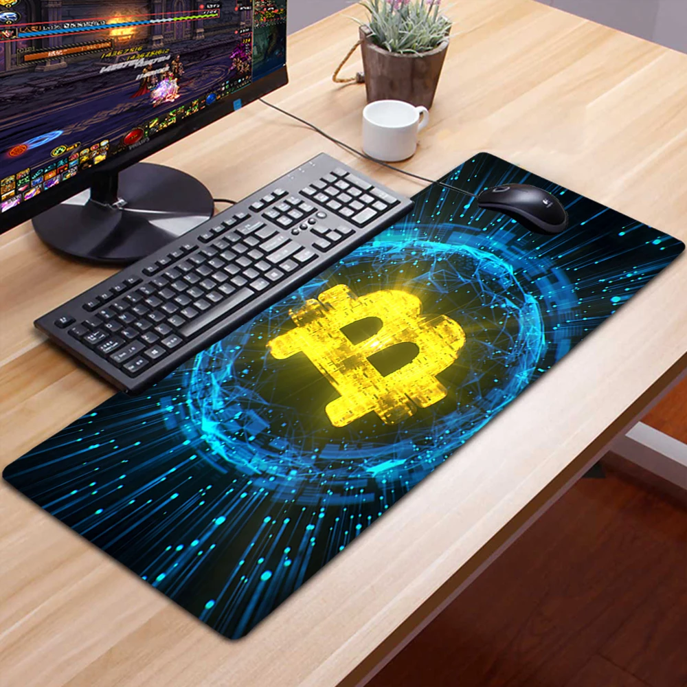 

XXL Alfombrilla Raton Art Bitcoin Cool Mousepad Gaming Accessories Mousepad 30x60 Mausepad Tappetino Mouse 90X30 Tapis De Souris