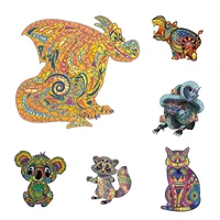 wooden jigsaw puzzle cartoon dragon puzzles board set diy animal shaped for adults educational toys for children birthday gifts