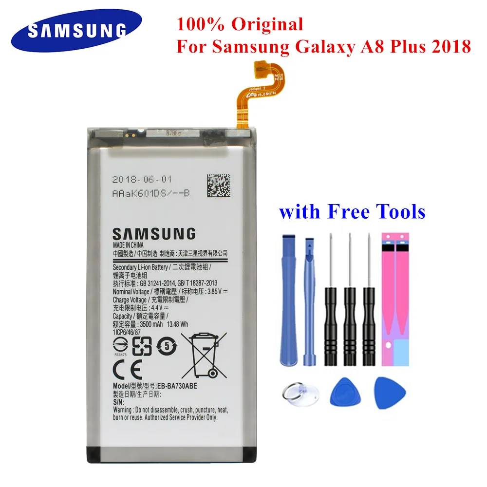 Оригинальный аккумулятор Samsung Akku литий-полимерный для Galaxy A8 Plus + (2018) EB-BA730ABE/DS 3500