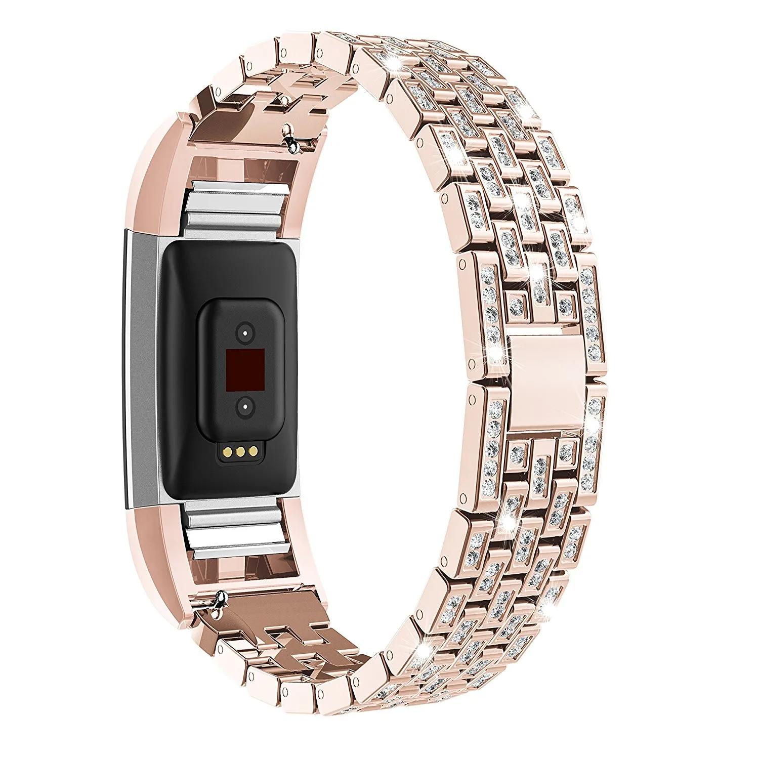 

HIPERDEAL(HIPERDEAL) Smart accessories Luxury Crystal Stainless Steel Metal Wristband Strap Band 2020 Men For Fitbit Charge 2
