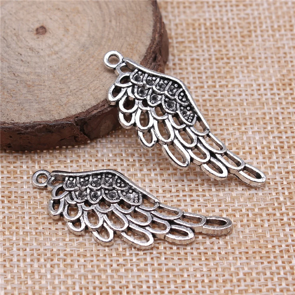

Charms for Jewelry Making Findings Handmade DIY Craft 10pcs Antique Silver Color 43x17mm Wing Charms Pendant