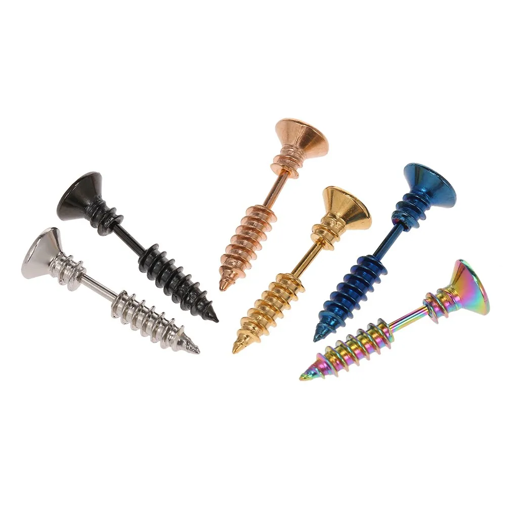 6 пар стержня уха Для мужчин унисекс Нержавеющая сталь пирсинг крест винты