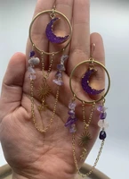 amethyst gemstone purple druzy resin moonsun earrings