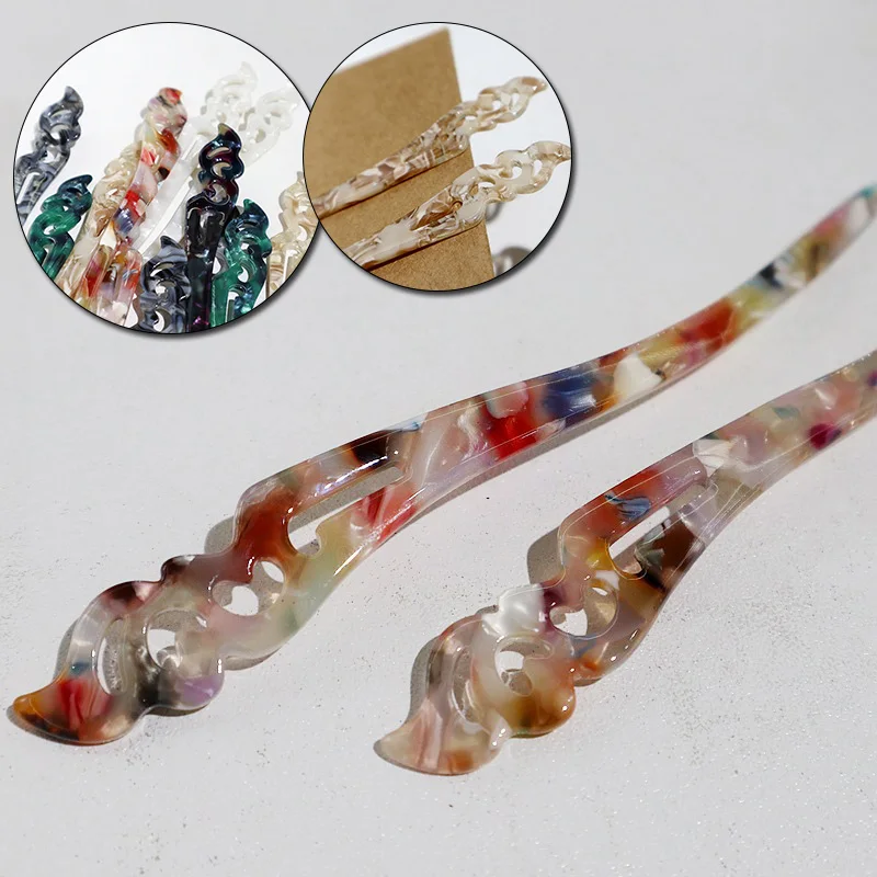 Модные ацетатные палочки для волос еды в китайском стиле Винтажные заколки