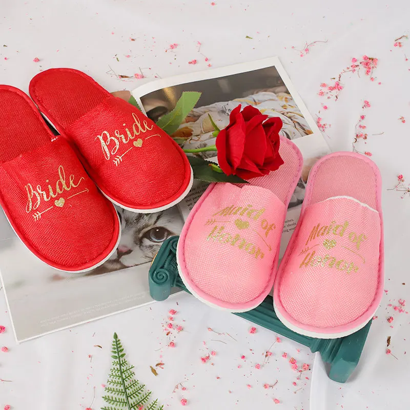 Спа тапочки вечерние поставки свадебное украшение Невесты Девичник подарок