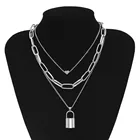 DIEZI винтажные Многослойные Позолоченные посеребренные замок ожерелья с кулоном в виде сердца для женщин, модные ожерелья, ювелирные изделия