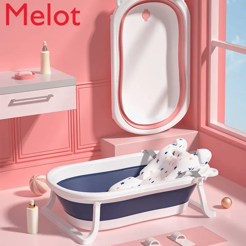 

Baby Bathtub Baby Children Bath Bath Bucket Folding Tub Household Newborn Sitting and Lying Dual-Use Bath Basin Convenient