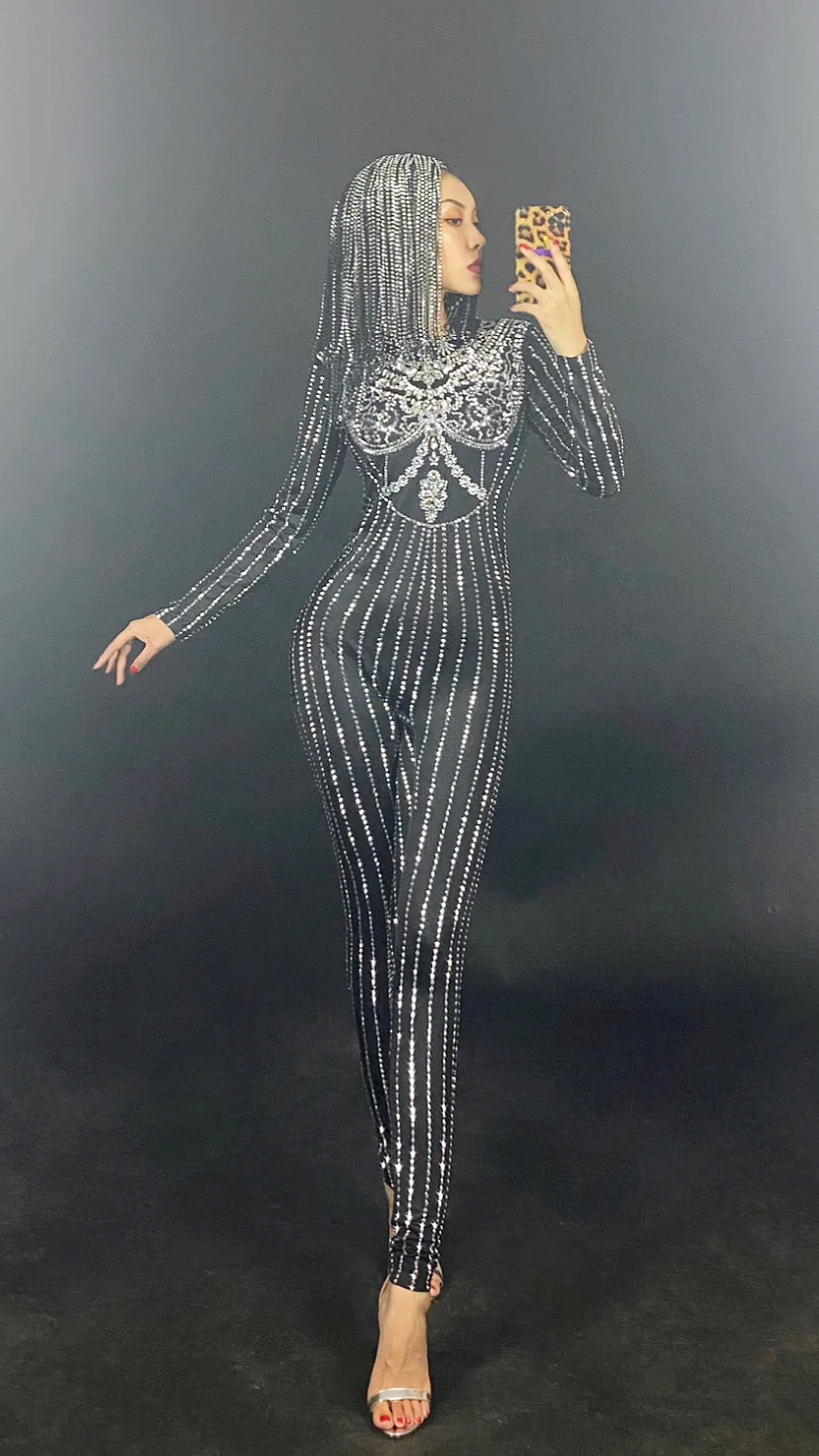 

Sparkly Rhinestone Black Rompers For Women 2021 Dance Show Bodycon Jumpsuit Ladies Nightclub Stage Performance Outfit
