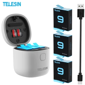 telesin allin box battery charger 1750mah for gopro hero 10 9 black 3 ways fast charging storage batteries accessories kit free global shipping