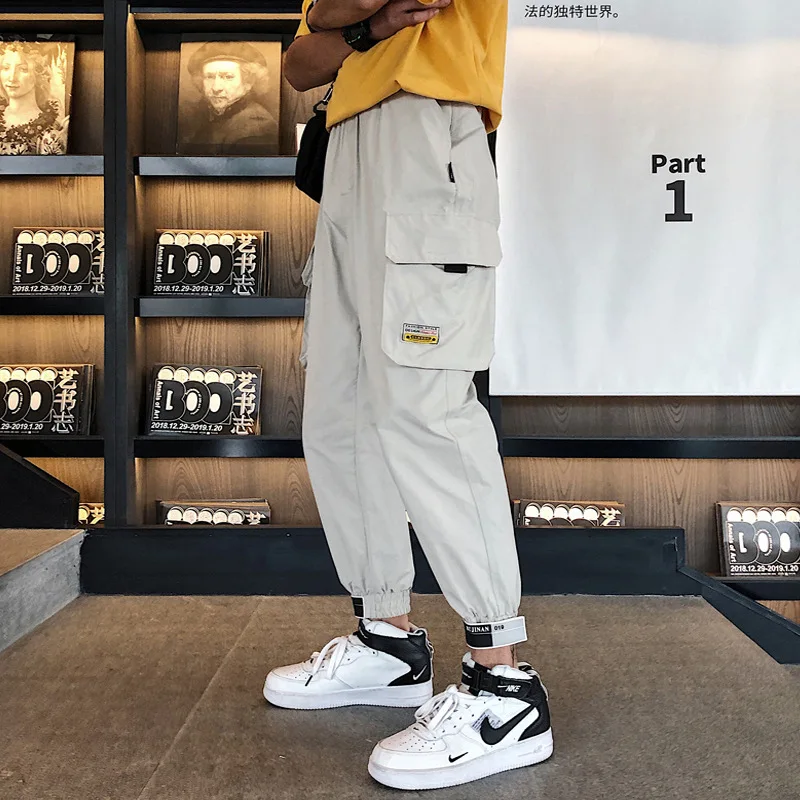 

2021 Men Multi-pocket Elastic Waist Design Harem Pant Street Punk Hip Hop Casual Trousers Joggers Male Army Pants XXL