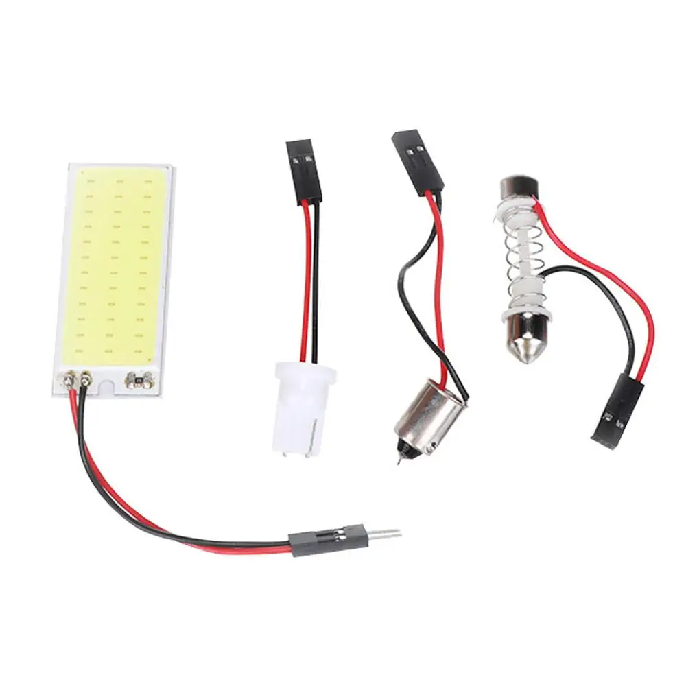 

T10 BA9S 32mm-42mm 3 Adapters 36 COB LED Reading Panel Lights Bulbs Car Interior Dome Lamp