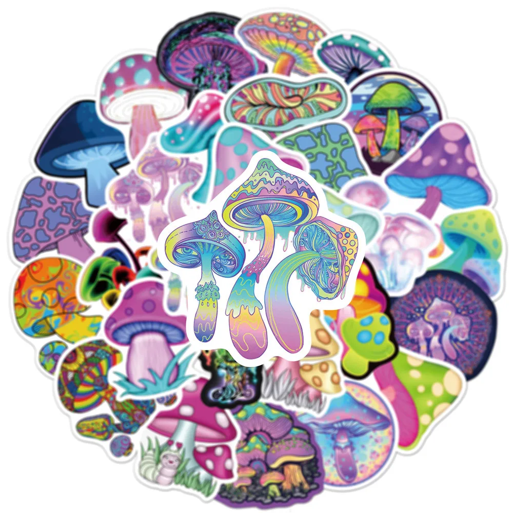 

10/30/50PCS New Personality Psychedelic Mushroom Graffiti Stickers Luggage Laptop Car Phone Waterproof Stickers Wholesale