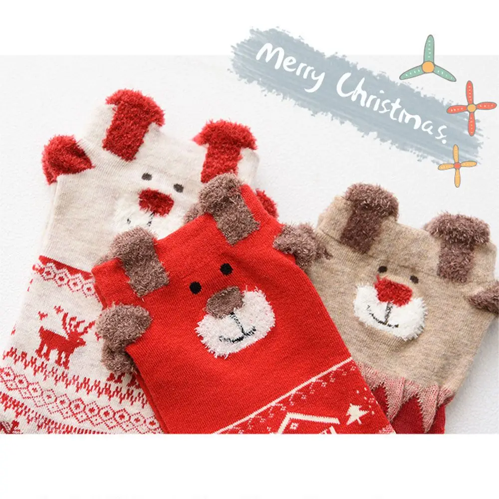 Christmas Women Sock Winter Warm Gifts Stereo Socks Soft Cotton Cute Santa Claus Deer Unisex Xmas | Женская одежда