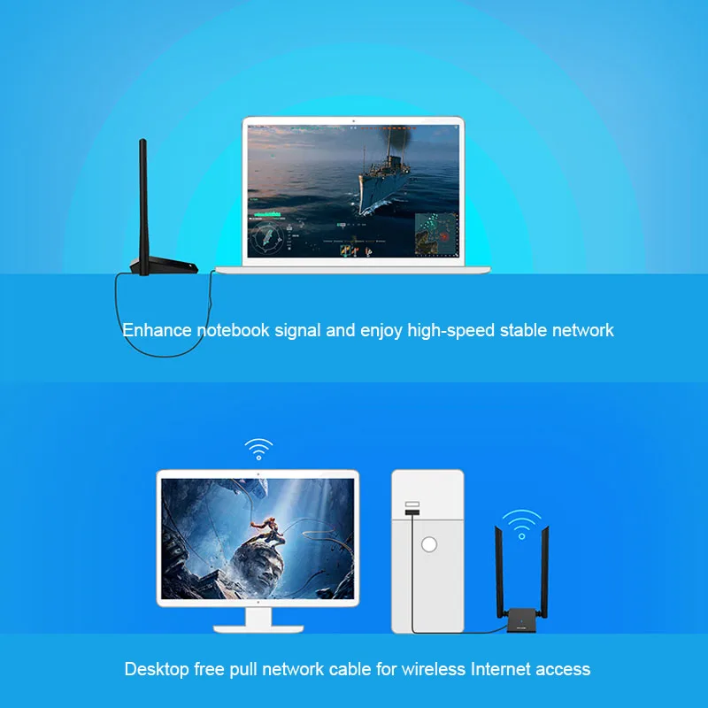 Usb Wi Fi адаптер Basix 5 8 ГГц 1300 Мбит/с USB 3 0 беспроводной двухдиапазонный 2 4 + 802.11AC с